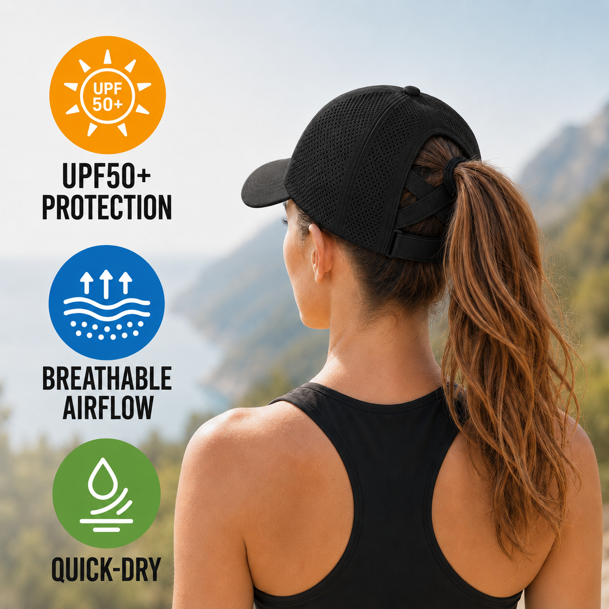 Celrien | Ponytaila Crossback Ponytail Sports Cap