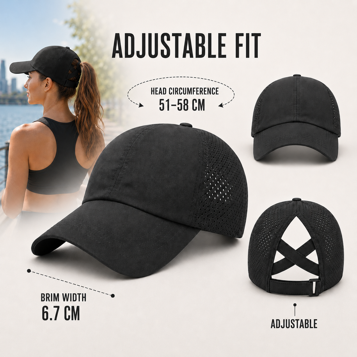 Celrien | Ponytaila Crossback Ponytail Sports Cap