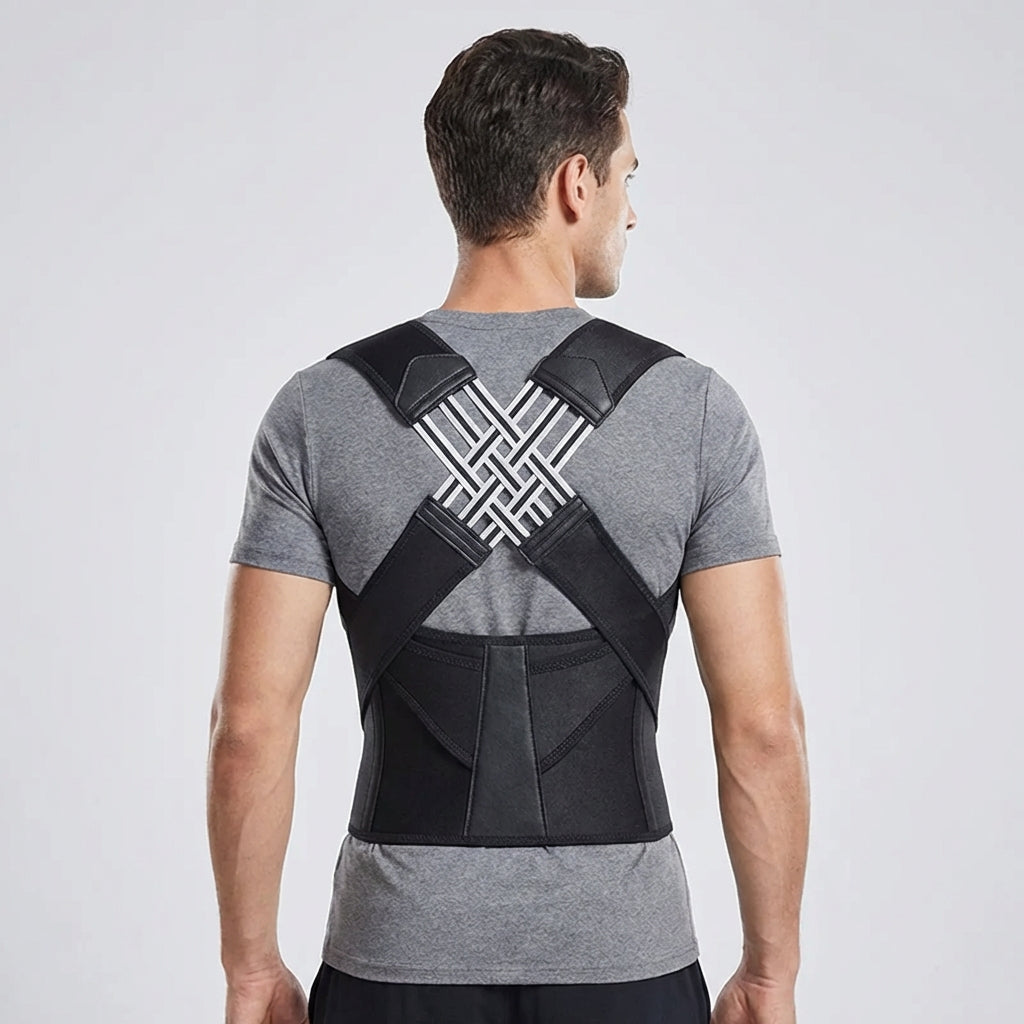 Adjustable full back brace with cross strap design for posture correction