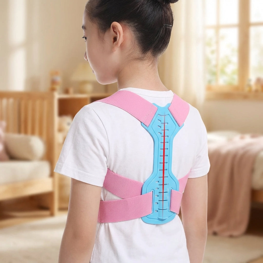 Kids adjustable posture corrector brace with shoulder support