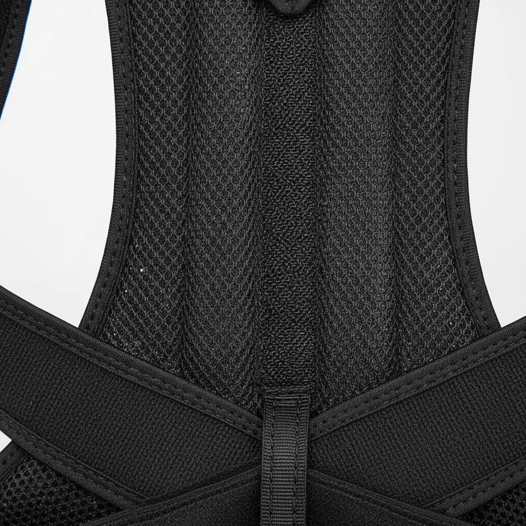 Adjustable posture vest with breathable mesh for back support