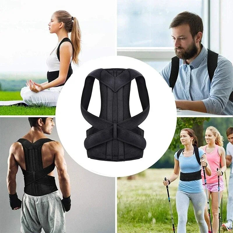 Adjustable posture vest with breathable mesh for back support