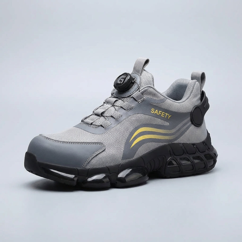 Lightweight breathable work shoe with anti-slip sole and dial closure