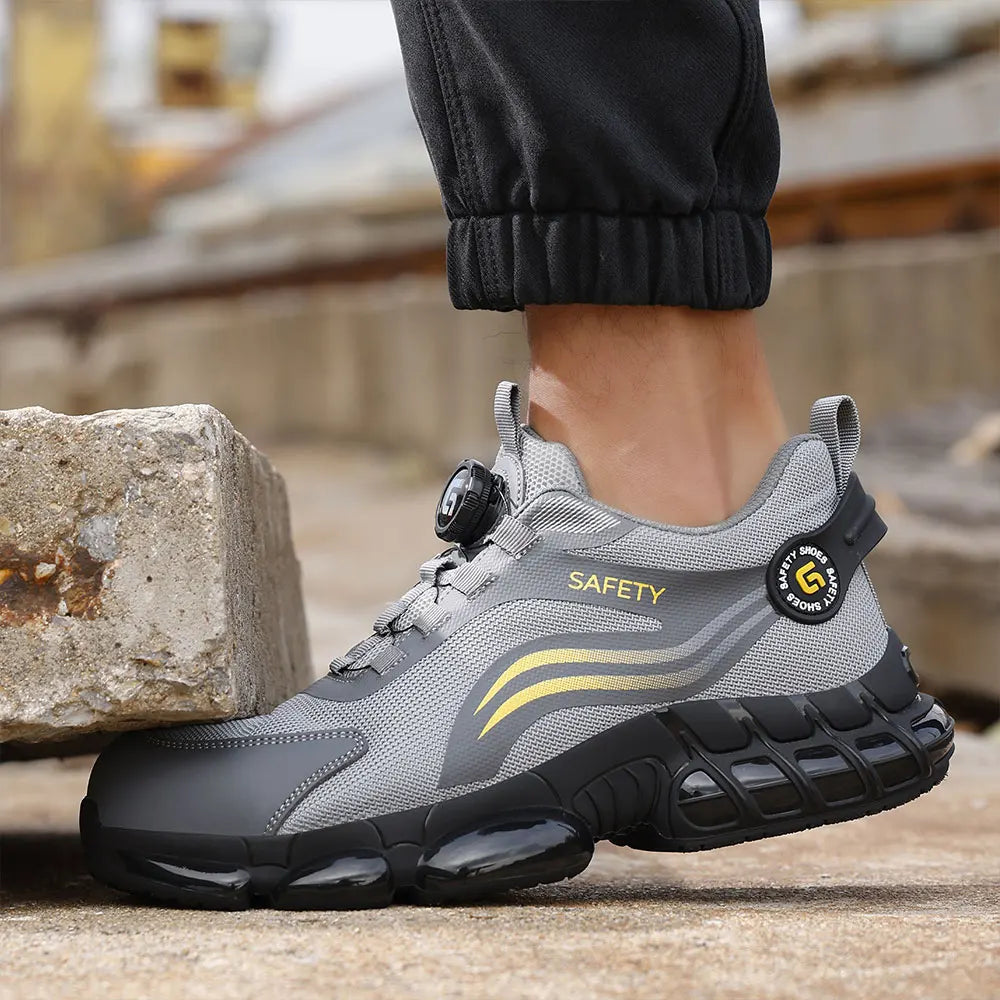 Lightweight breathable work shoe with anti-slip sole and dial closure