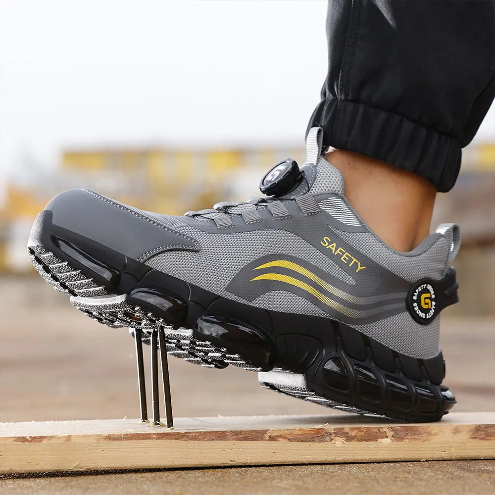 Lightweight breathable work shoe with anti-slip sole and dial closure