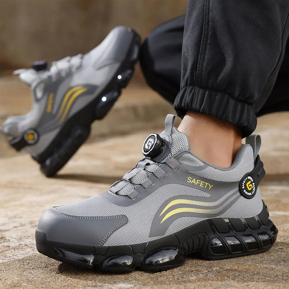 Lightweight breathable work shoe with anti-slip sole and dial closure