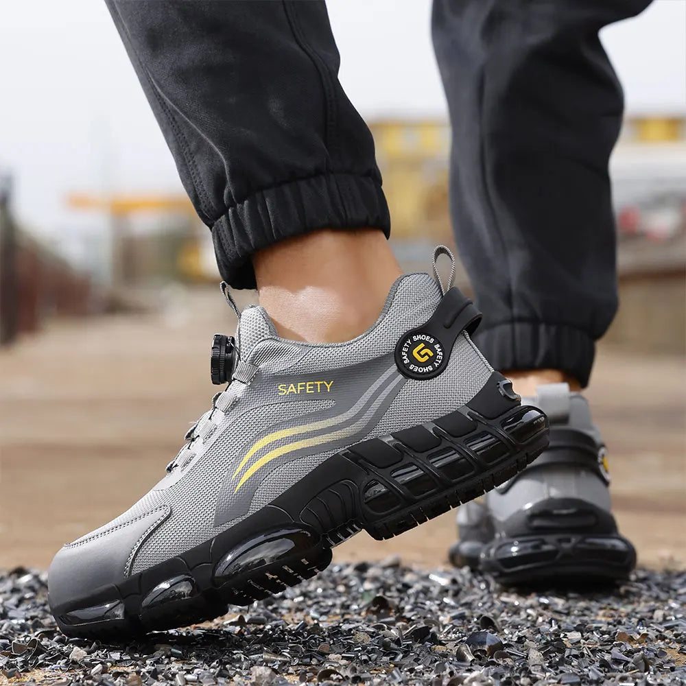 Lightweight breathable work shoe with anti-slip sole and dial closure
