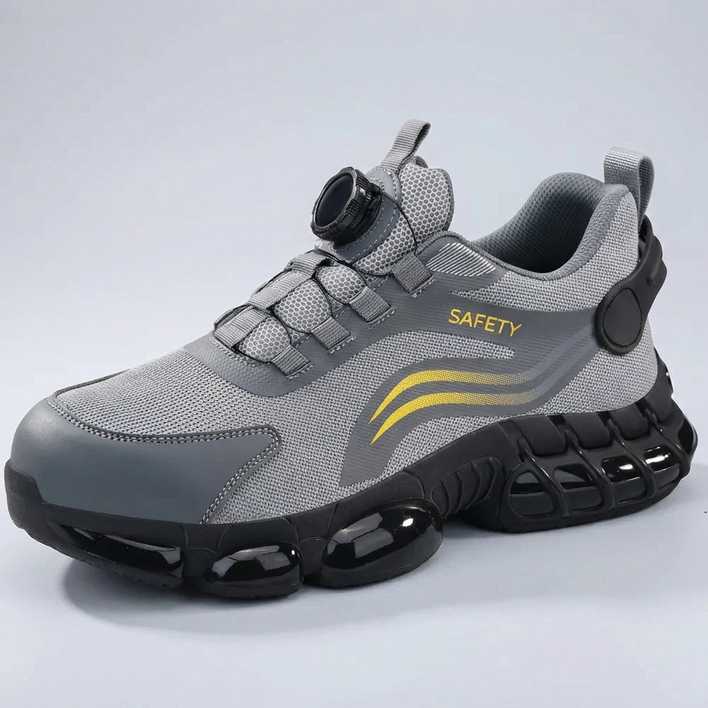 Lightweight breathable work shoe with anti-slip sole and dial closure
