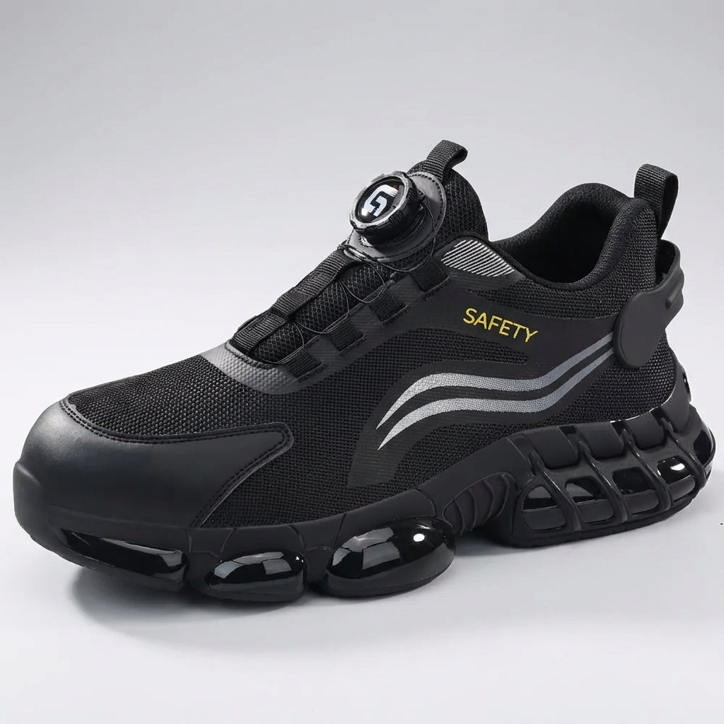 Lightweight breathable work shoe with anti-slip sole and dial closure