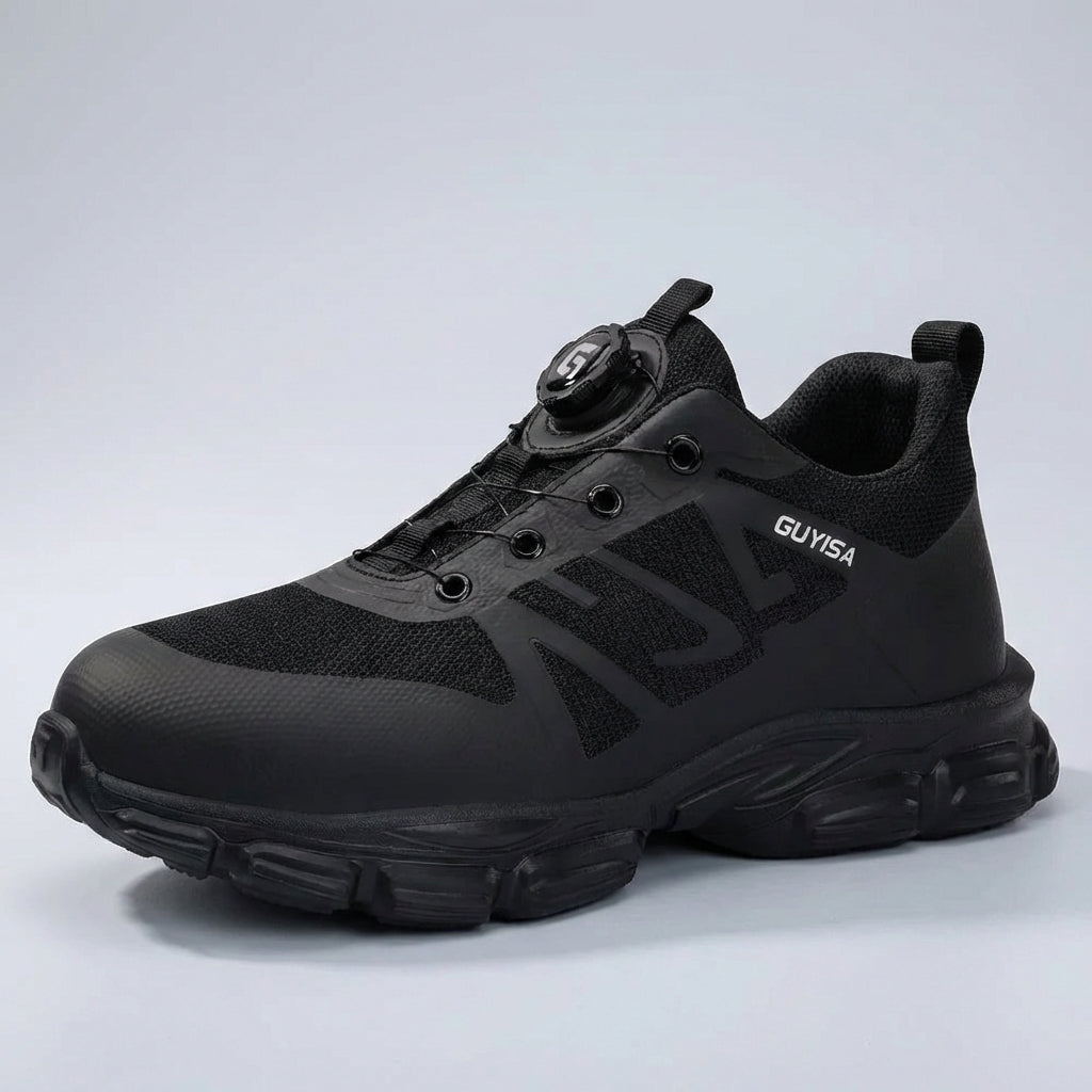Lightweight breathable work shoe with anti-slip sole and dial closure
