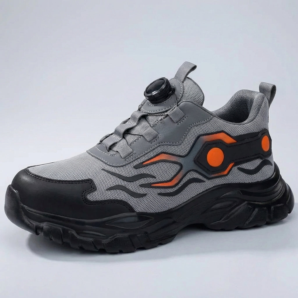 Lightweight breathable work shoe with anti-slip sole and dial closure