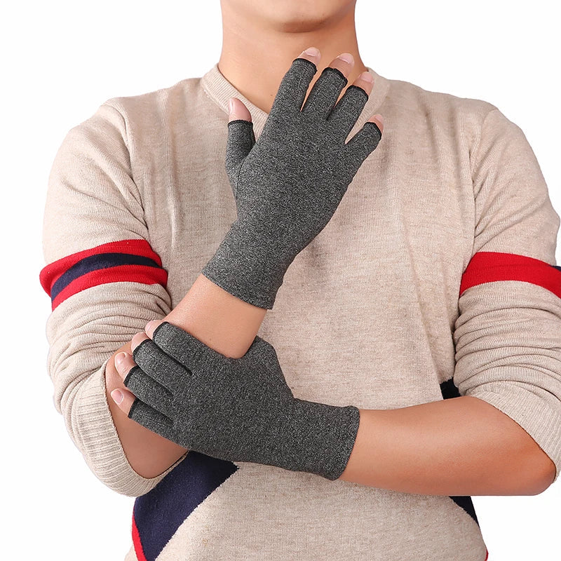 Half finger compression glove with wrist support for arthritis relief