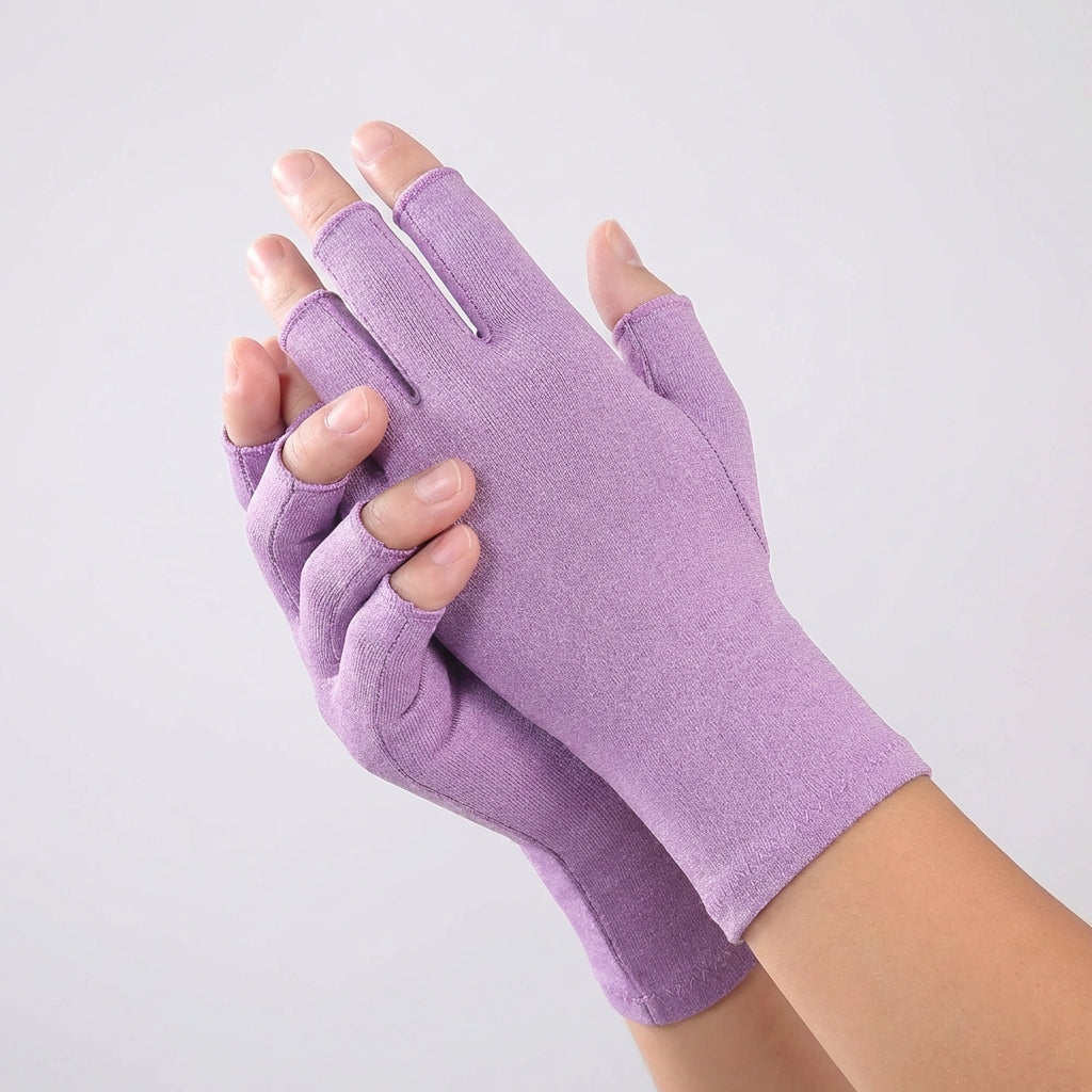Half finger compression glove with wrist support for arthritis relief