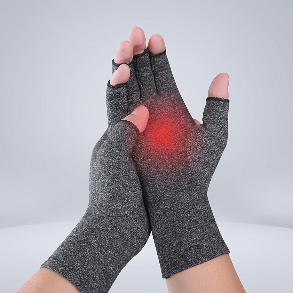 Fingerless compression glove with textured palm grip and wrist support