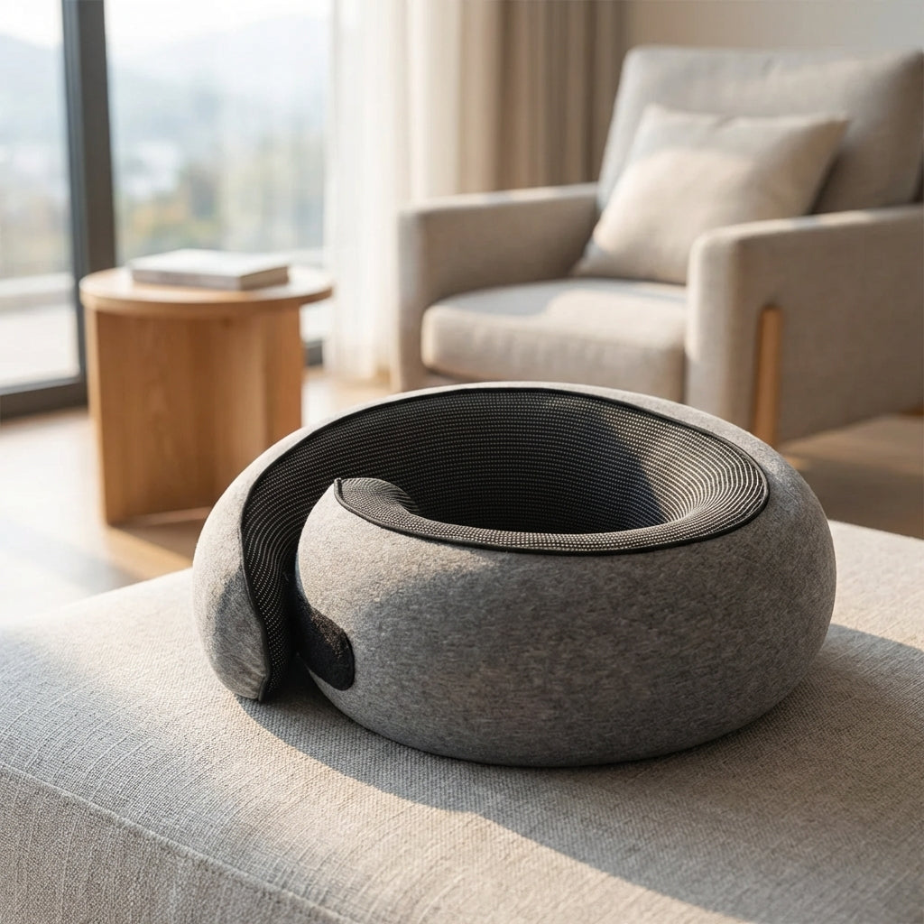 U-shaped travel neck pillow with memory foam responsive filling