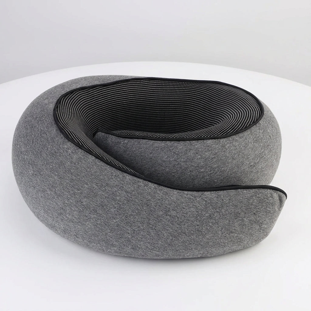 U-shaped travel neck pillow with memory foam responsive filling