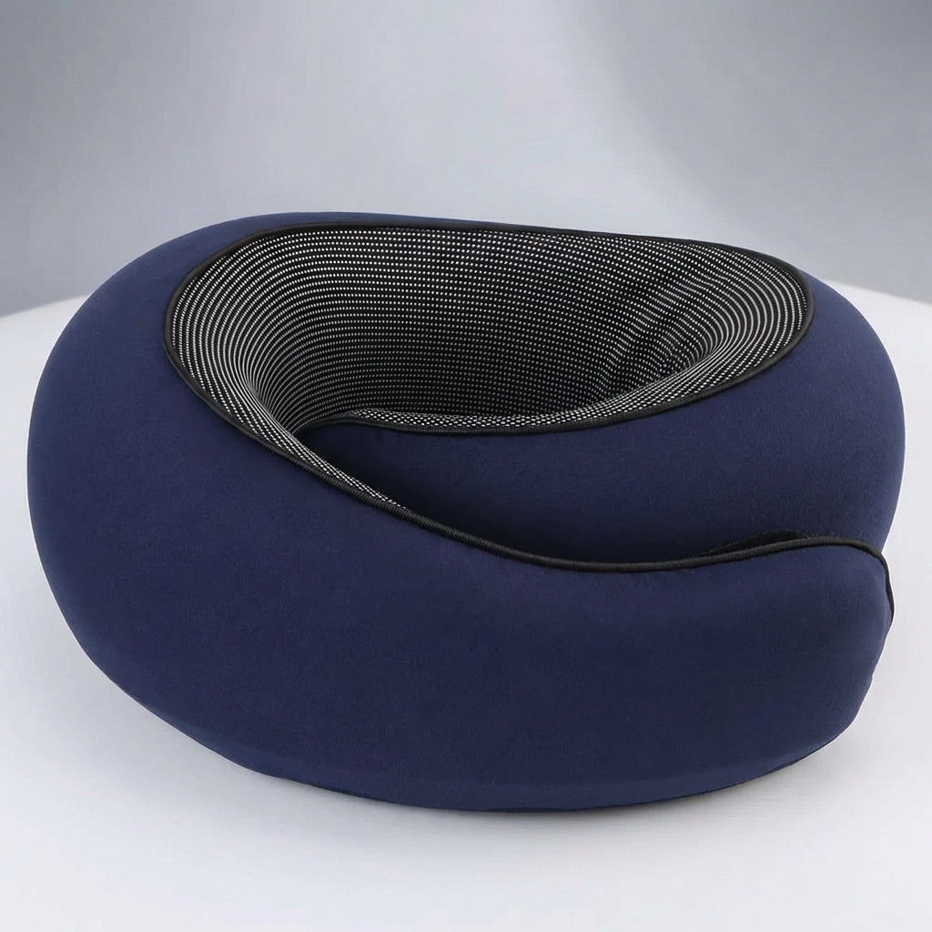 U-shaped travel neck pillow with memory foam responsive filling