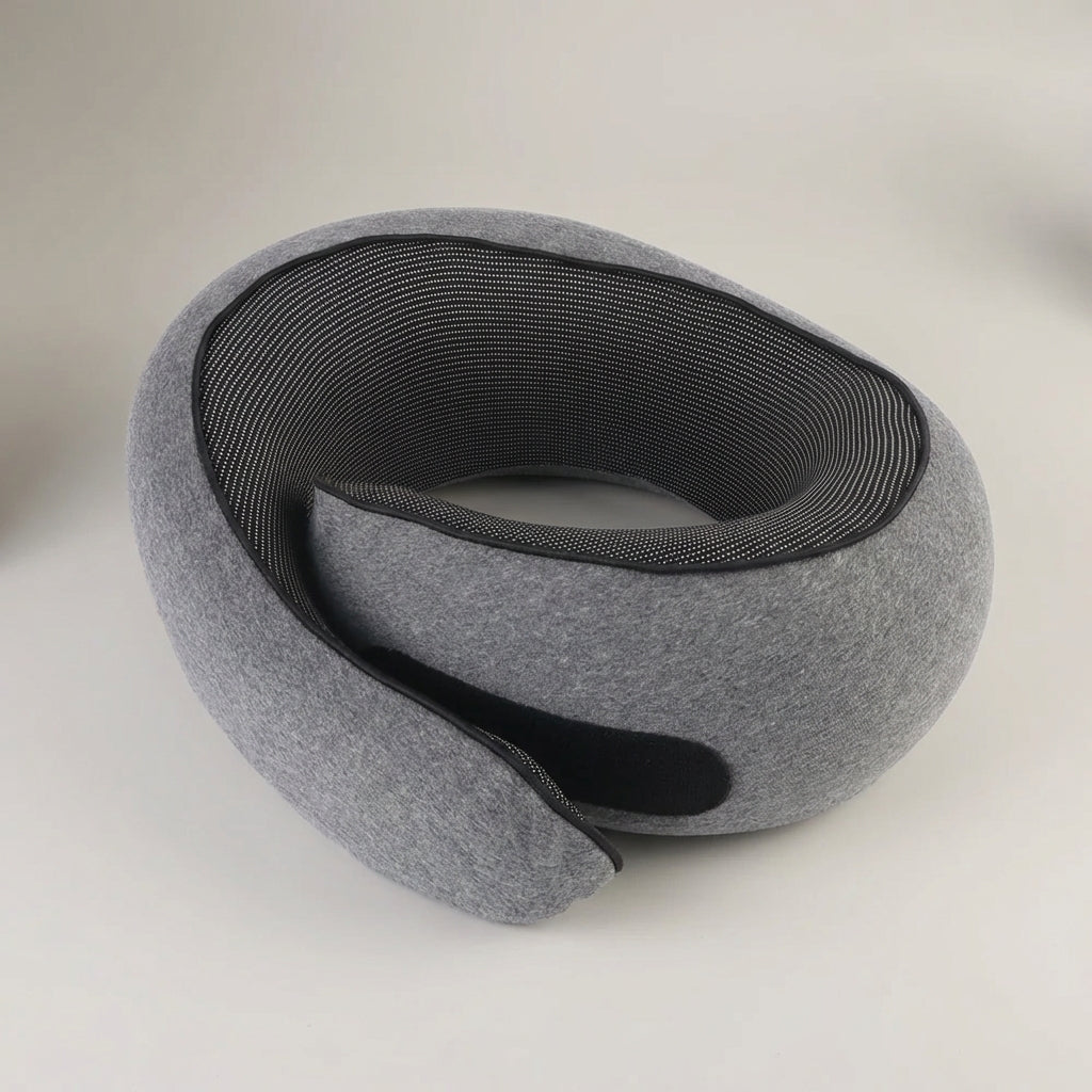 U-shaped travel neck pillow with memory foam responsive filling