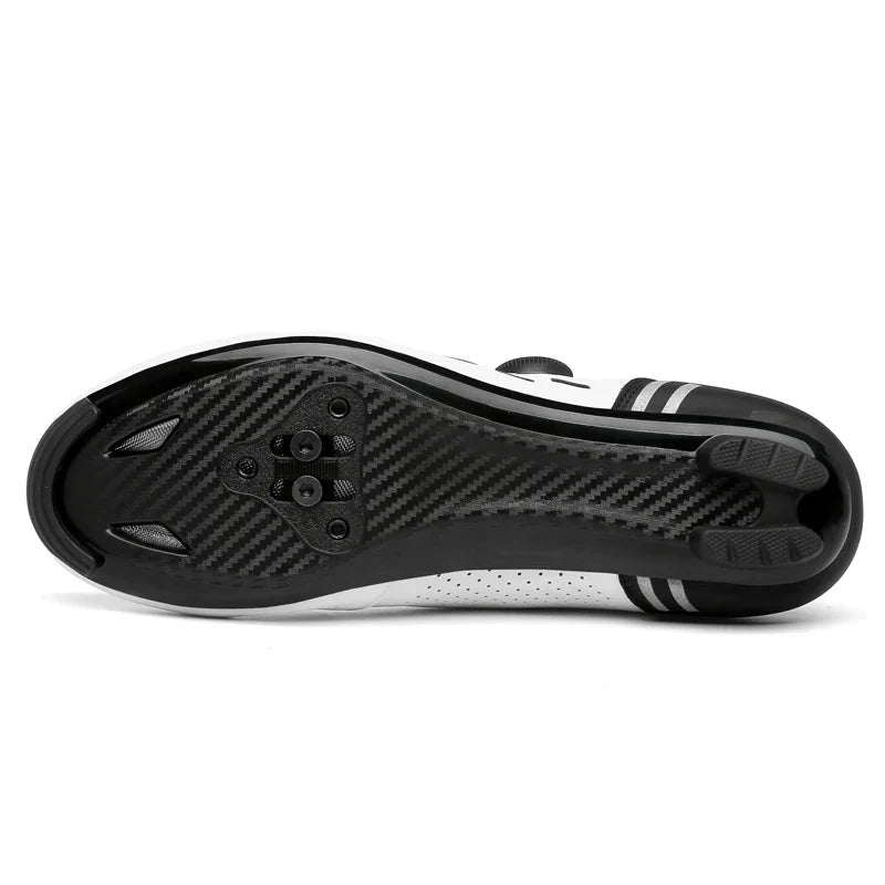 Road cycling shoe with dual rotary dial closure and Shimano cleat mount