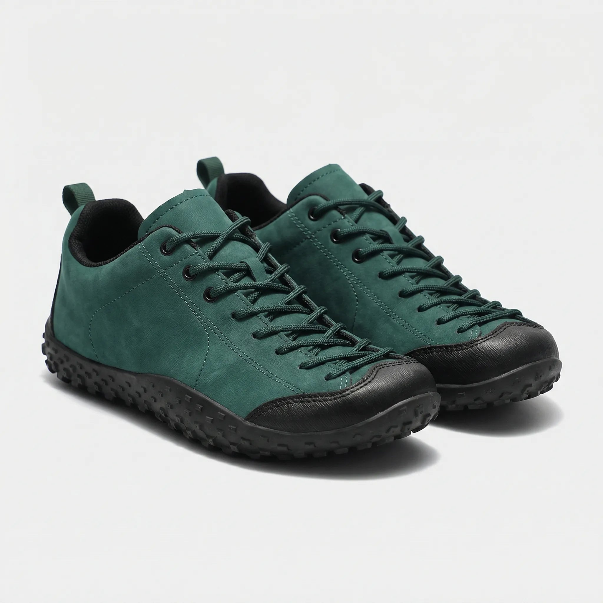 Wide-fit hiking shoes with deep-textured non-slip sole