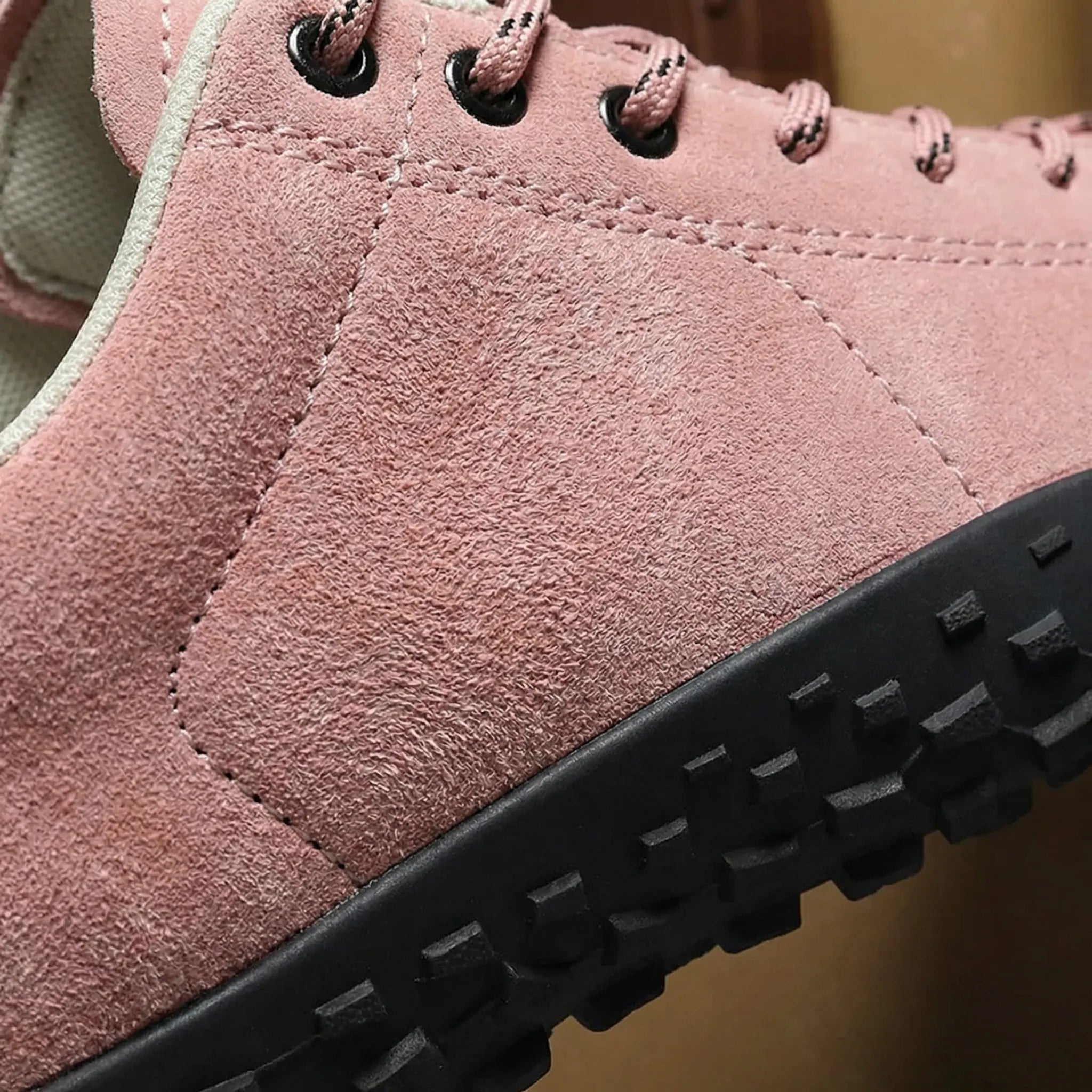 Wide-fit hiking shoes with deep-textured non-slip sole