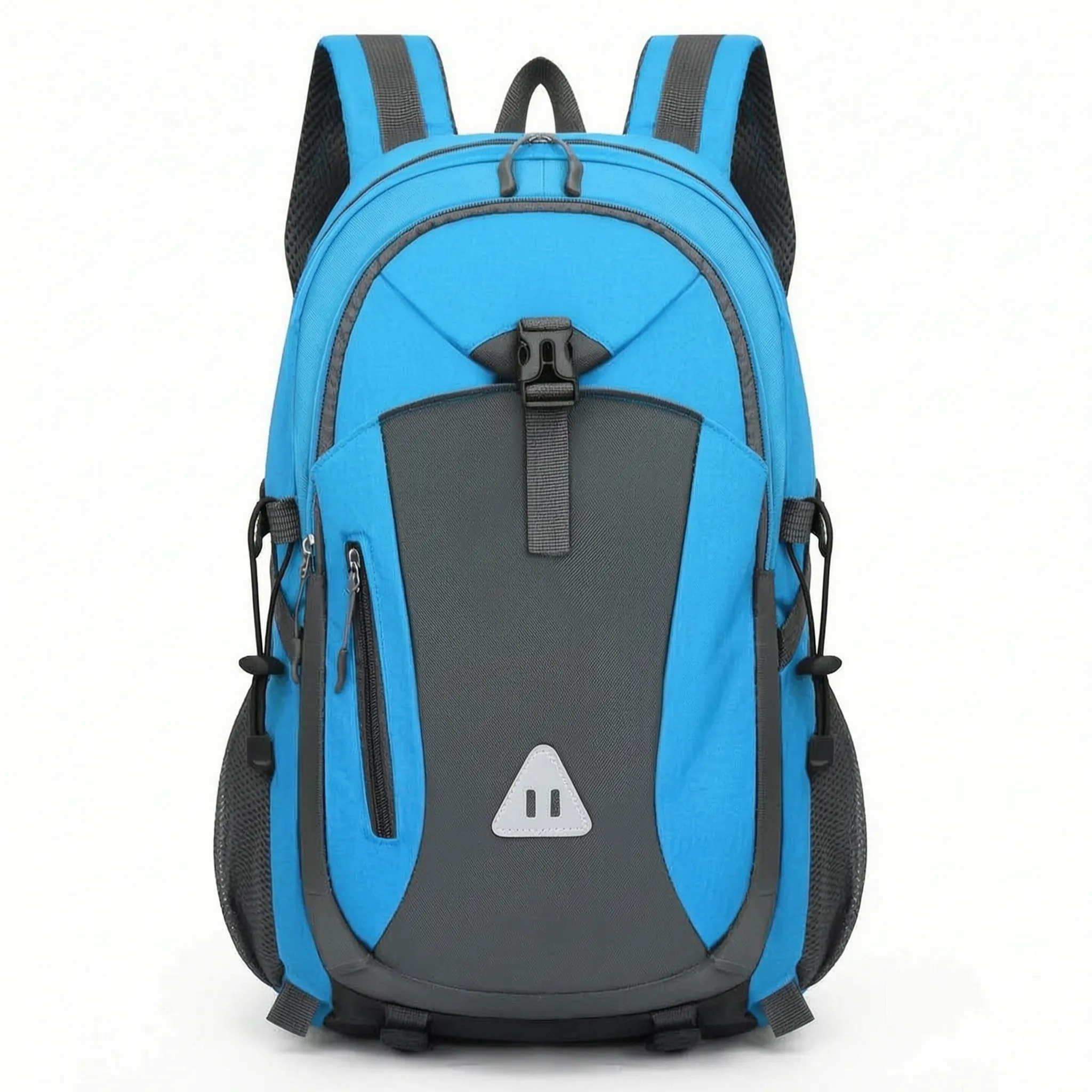 Multi-compartment hiking backpack with water-repellent nylon exterior
