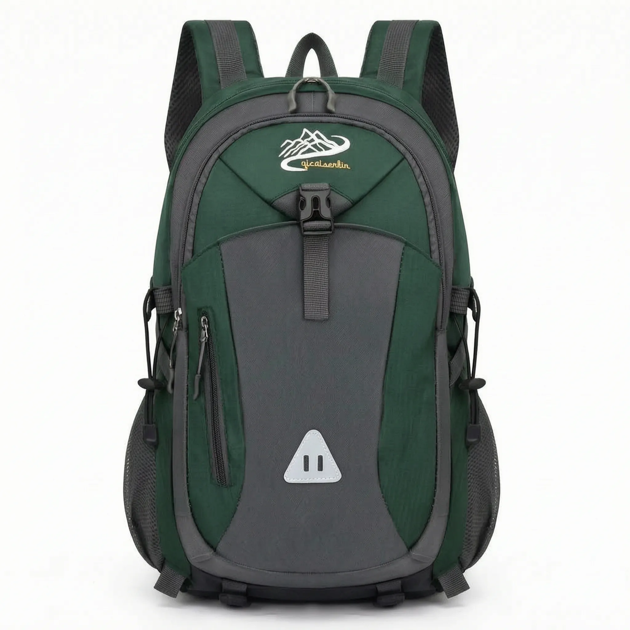 Multi-compartment hiking backpack with water-repellent nylon exterior