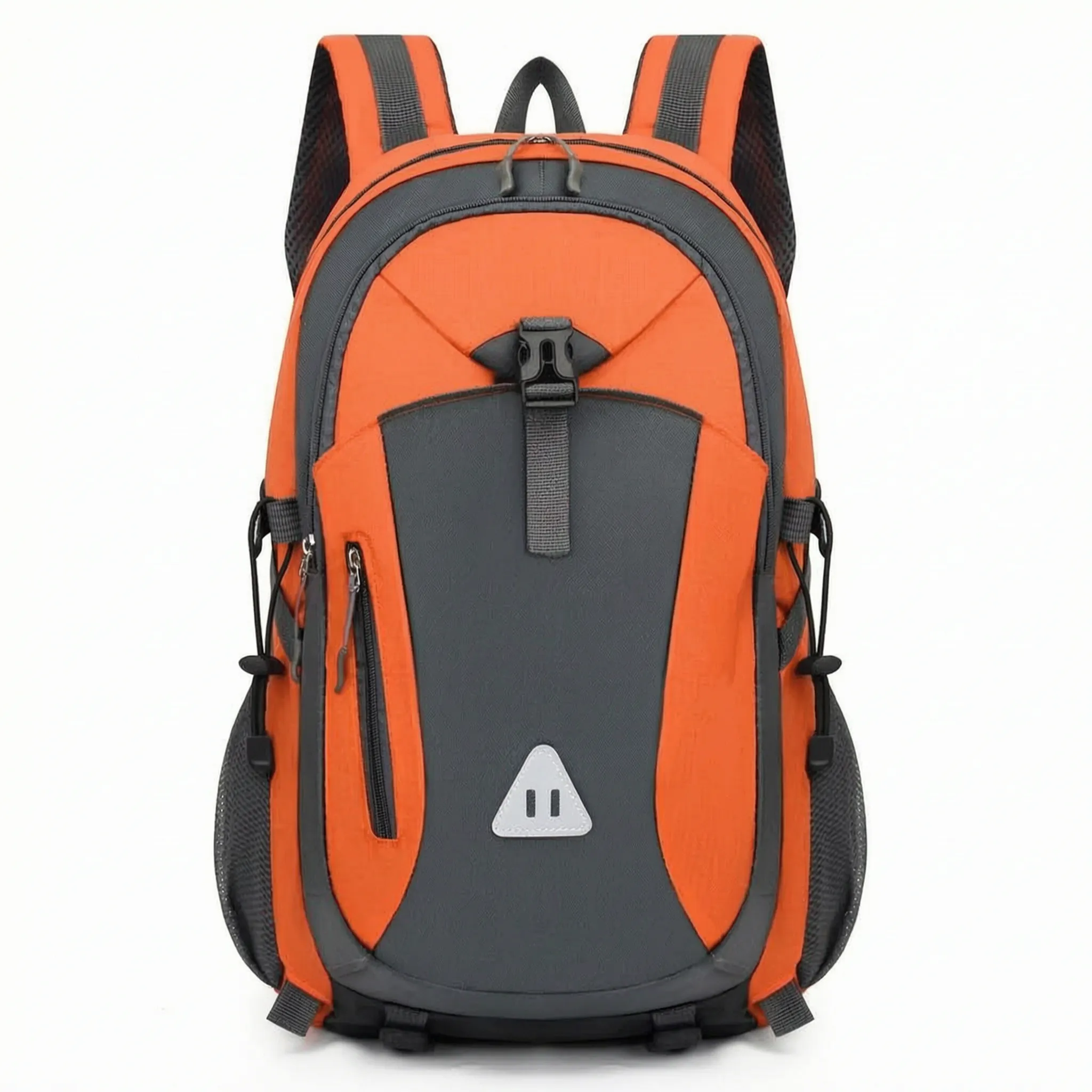 Multi-compartment hiking backpack with water-repellent nylon exterior
