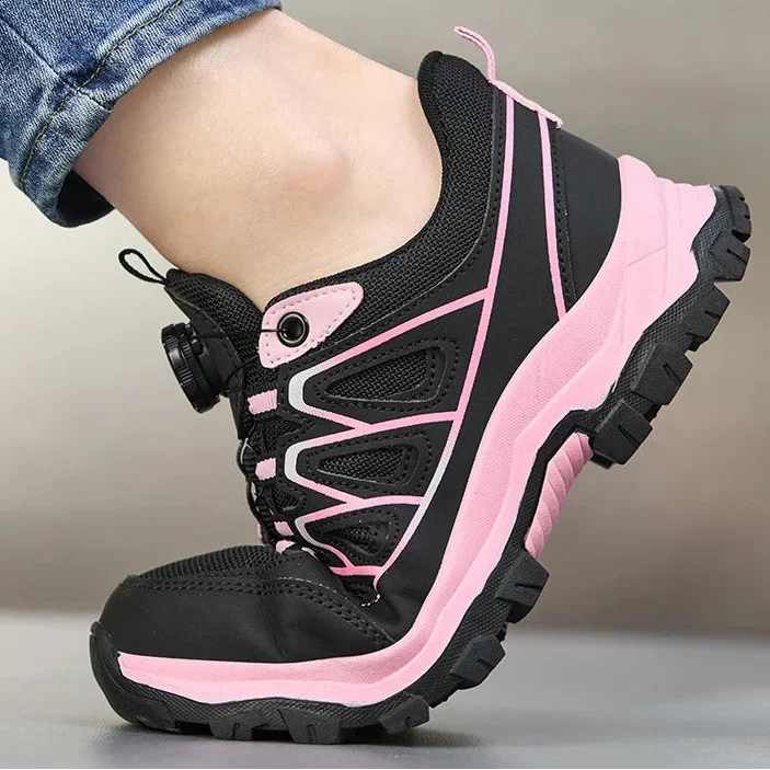 Women's safety sneaker with reinforced toe cap and slip-resistant sole