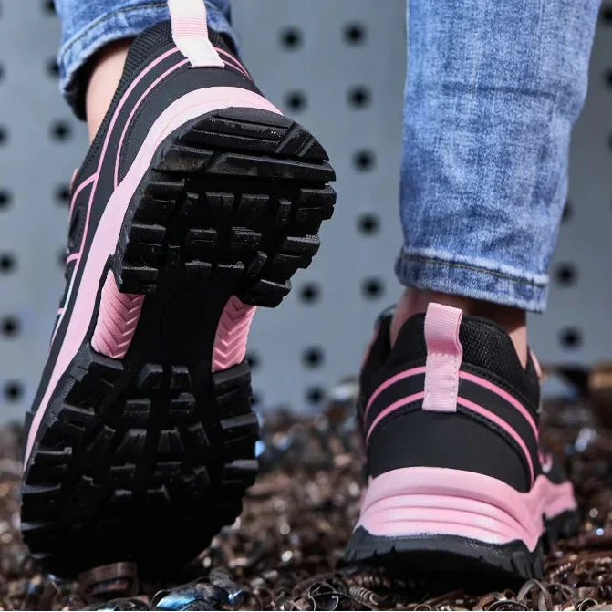 Women's safety sneaker with reinforced toe cap and slip-resistant sole