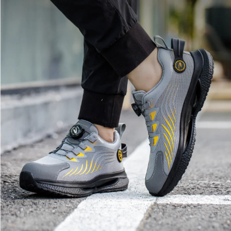 Men's low profile safety sneaker with dial closure and puncture protection