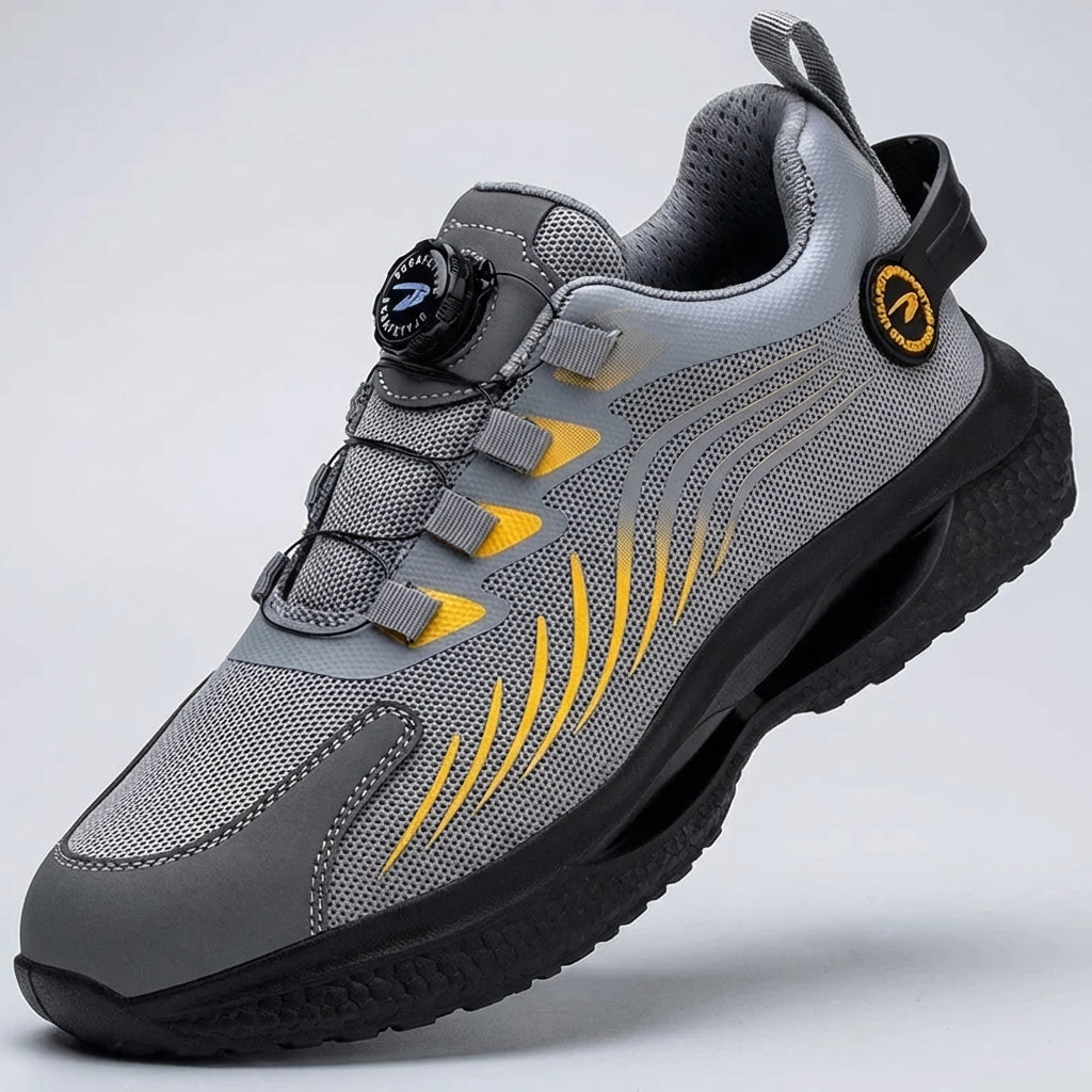 Men's low profile safety sneaker with dial closure and puncture protection