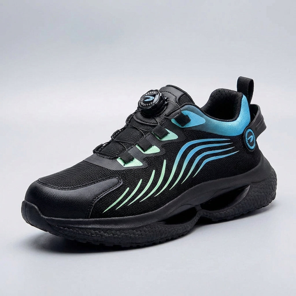 Men's low profile safety sneaker with dial closure and puncture protection