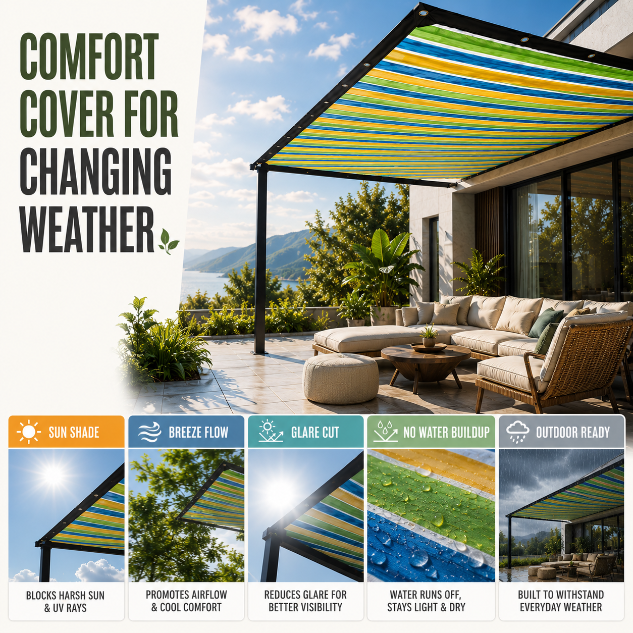Celrien | ShadeLoom Striped Outdoor Shade Canopy