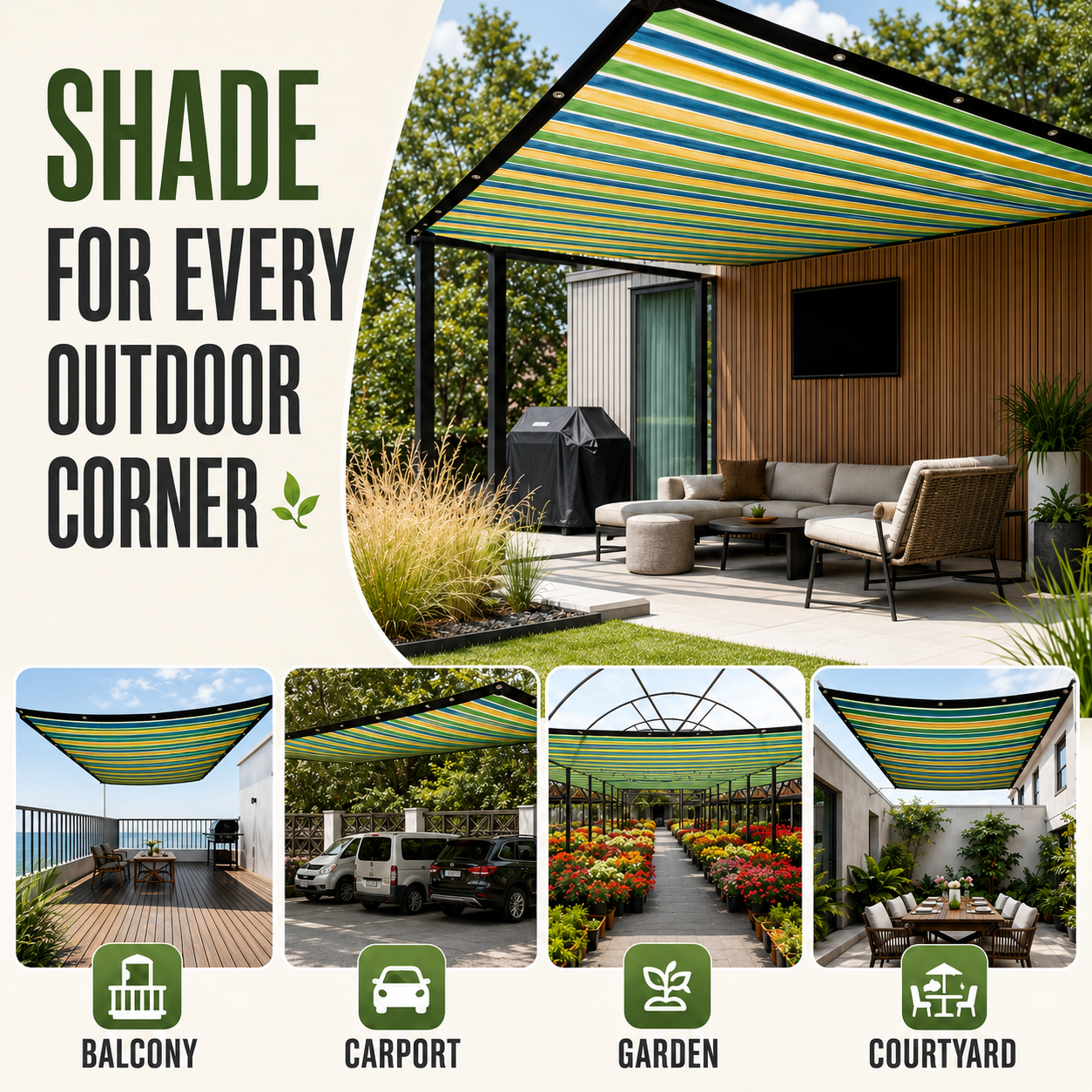 Celrien | ShadeLoom Striped Outdoor Shade Canopy
