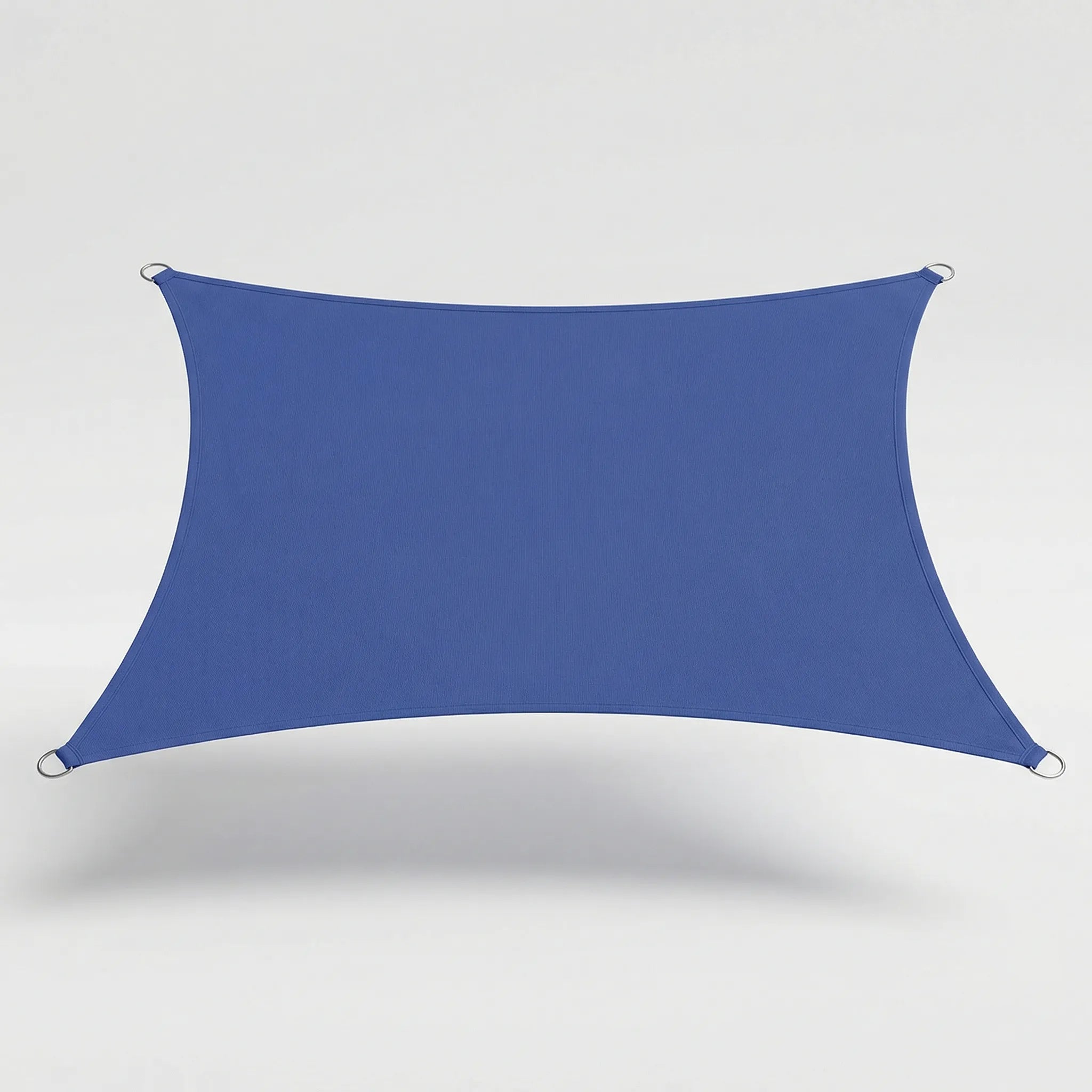 Rectangular outdoor shade sail with adjustable corner tension for patio and garden sun protection