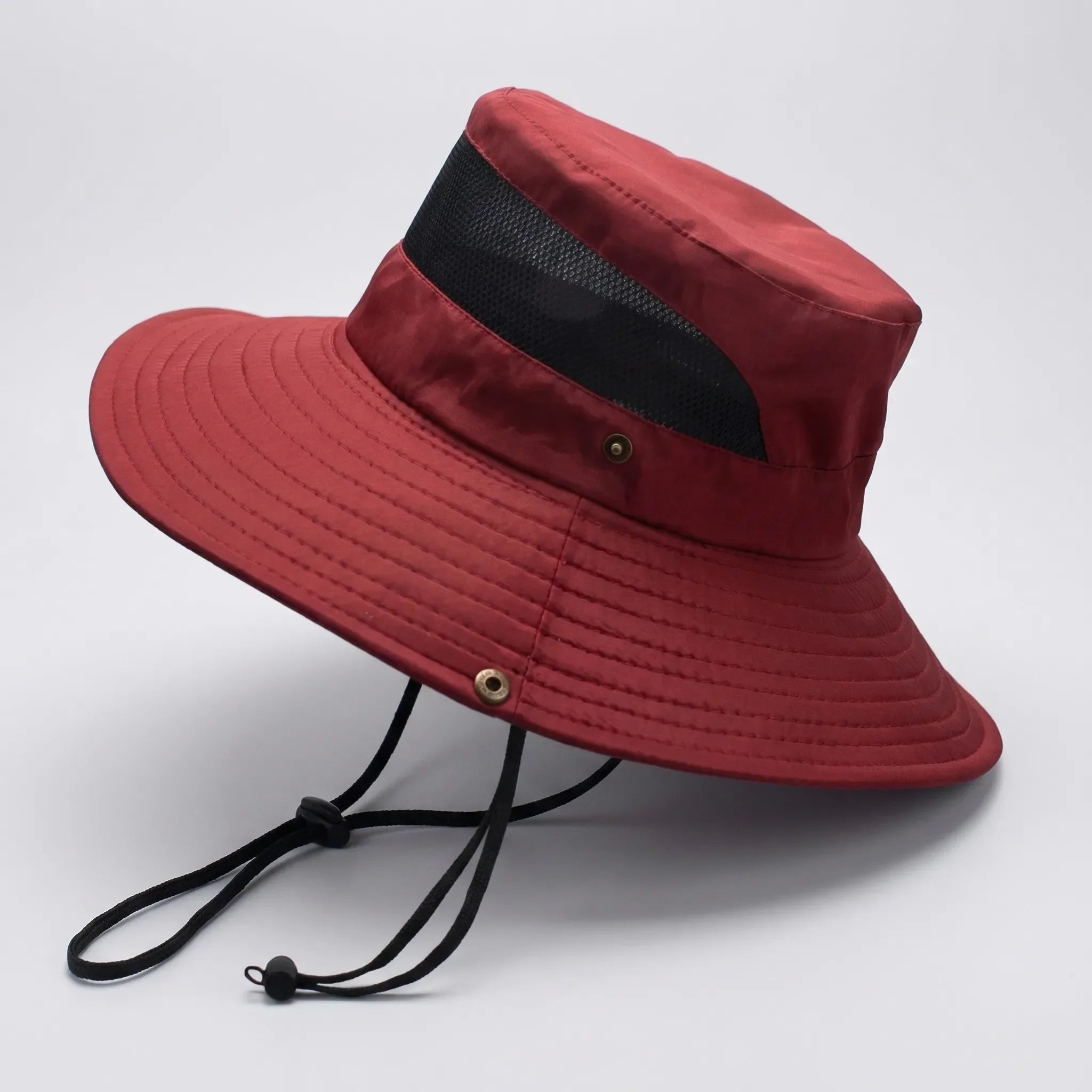 Wide brim outdoor sun hat with UV protection and mesh vents