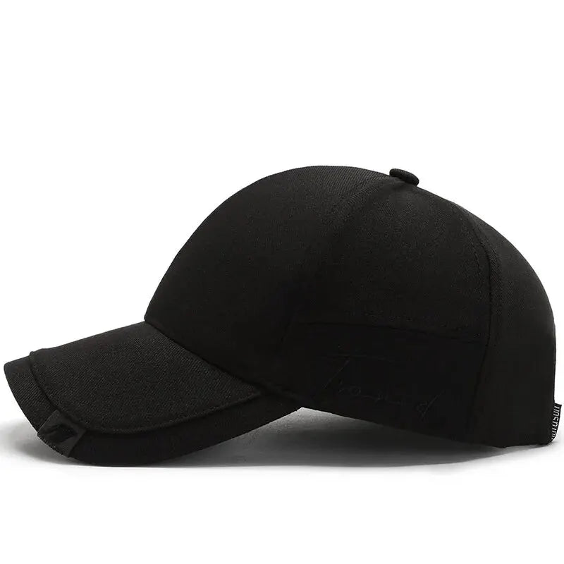 Minimalist baseball cap with curved peak and adjustable back strap