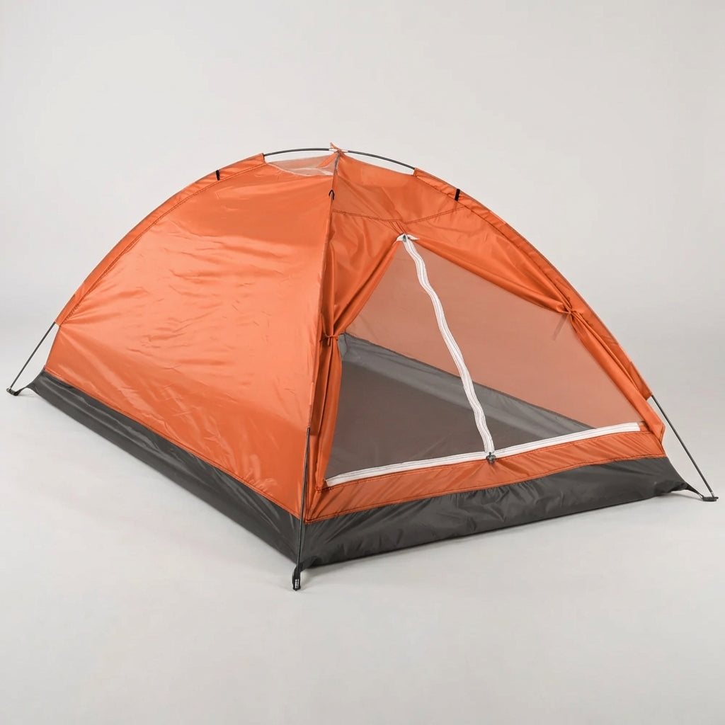 Lightweight two-person dome tent with camouflage pattern for camping