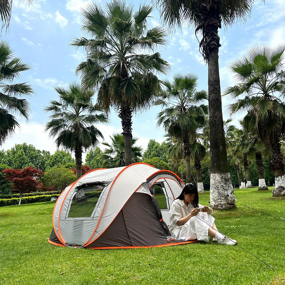 Automatic pop-up family tent waterproof spacious interior camping