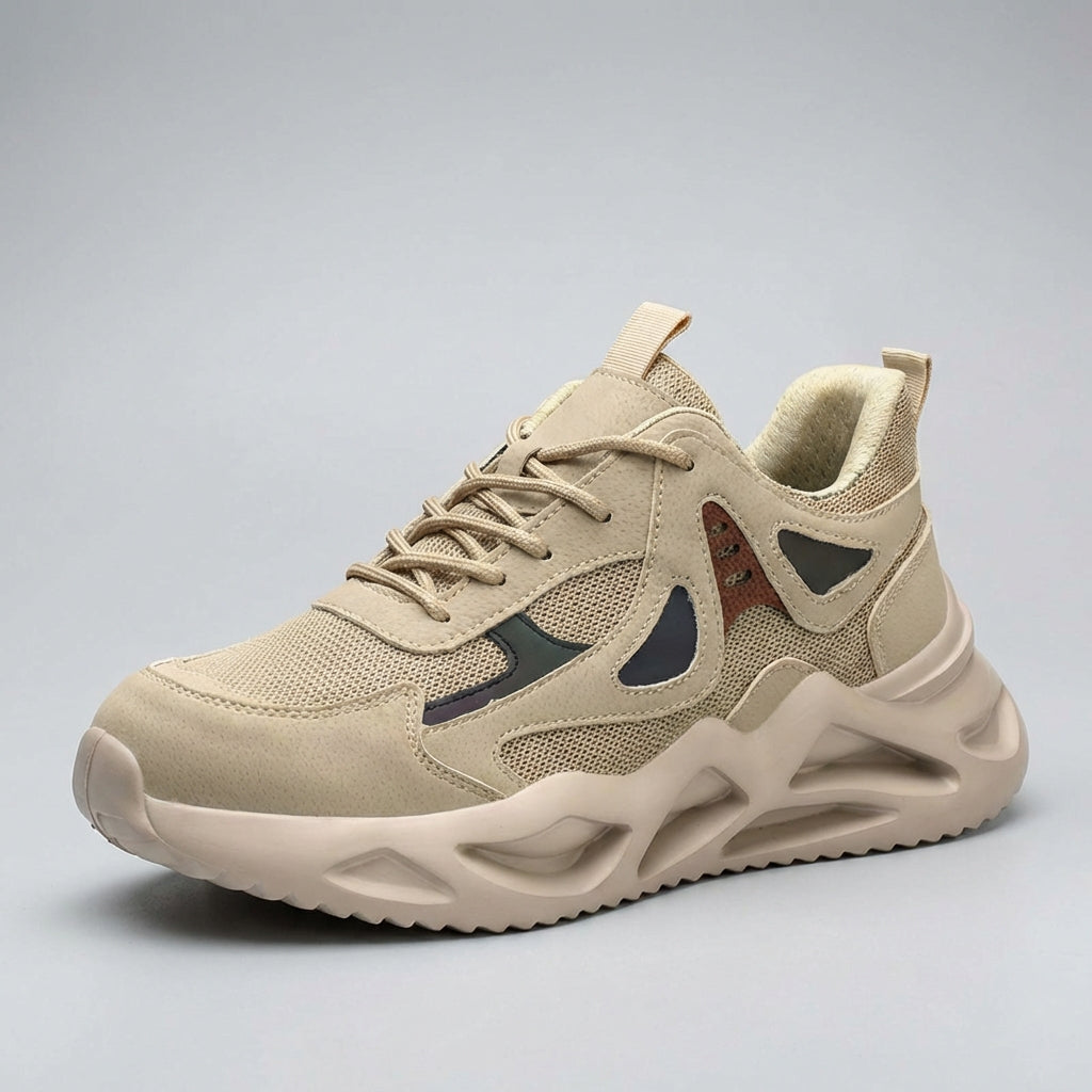 Lightweight protective work shoes with breathable upper and slip-resistant sole