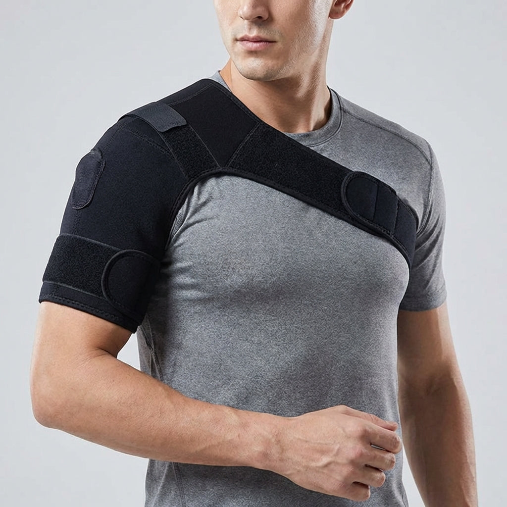Adjustable shoulder brace with compression support for stability