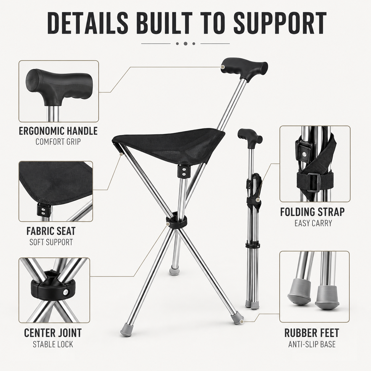 Celrien | Sitaraid Foldable Aluminum Cane Chair