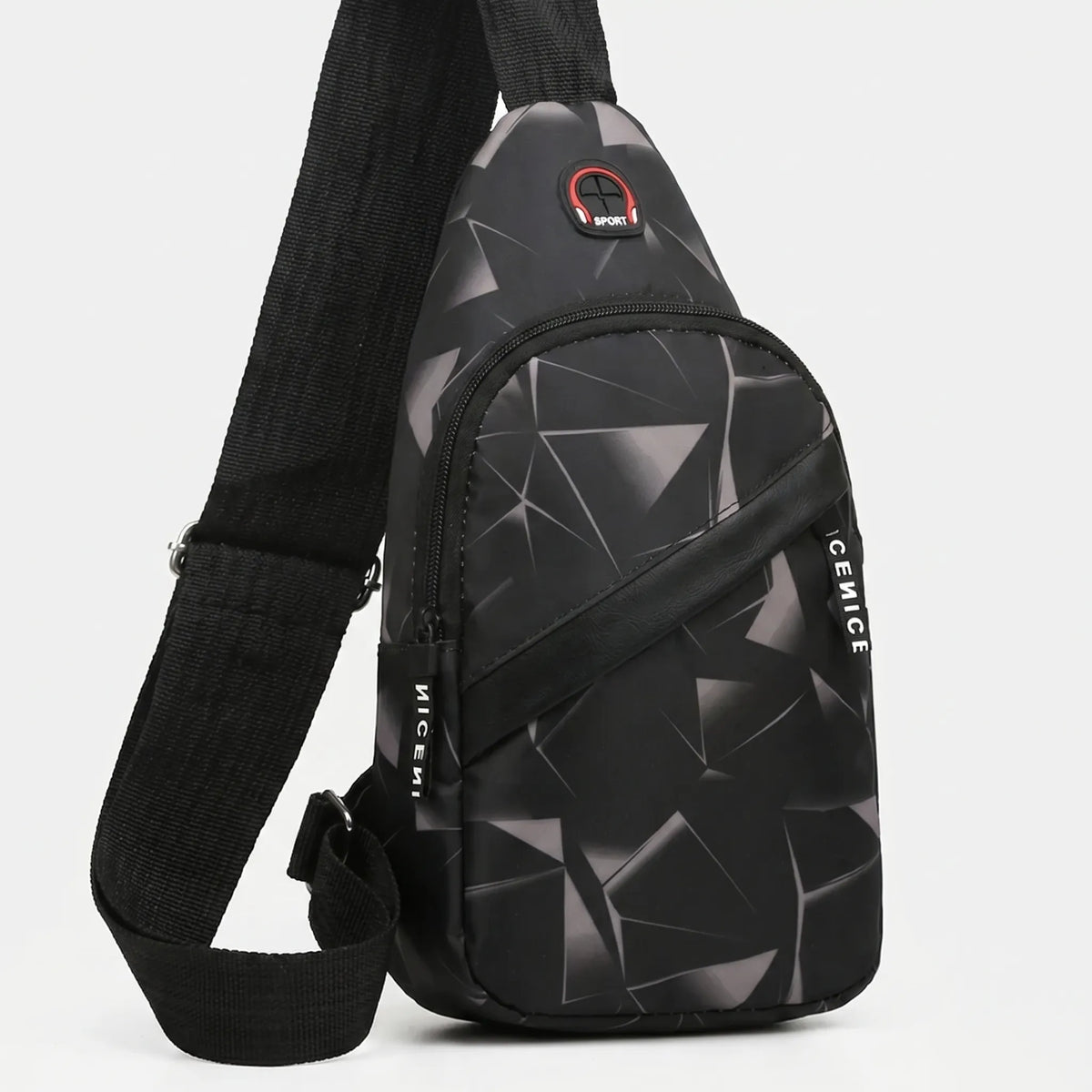 Shoulder bags with adjustable crossbody strap and geometric print