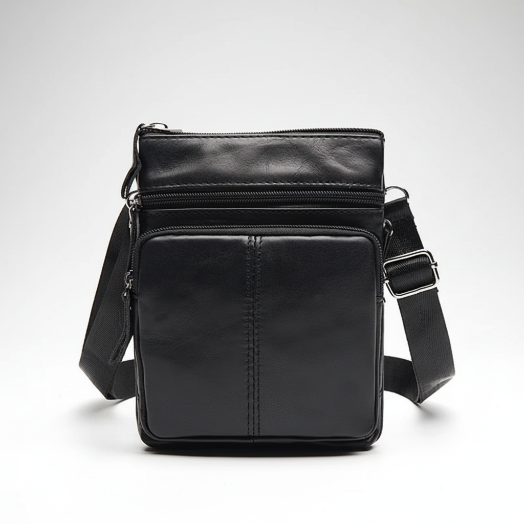 Small genuine leather crossbody messenger bag with vintage finish
