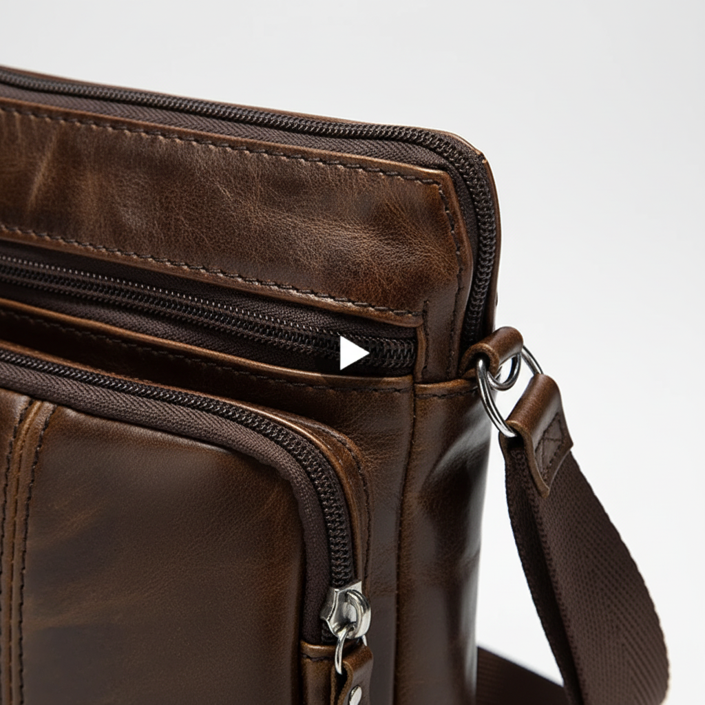 Small genuine leather crossbody messenger bag with vintage finish