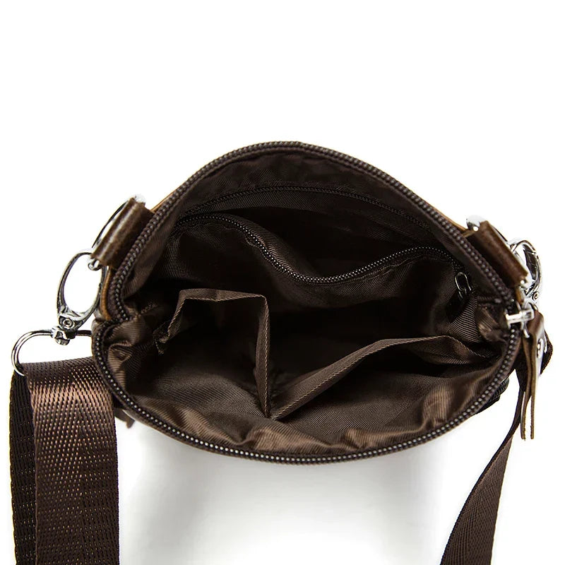 Small genuine leather crossbody messenger bag with vintage finish