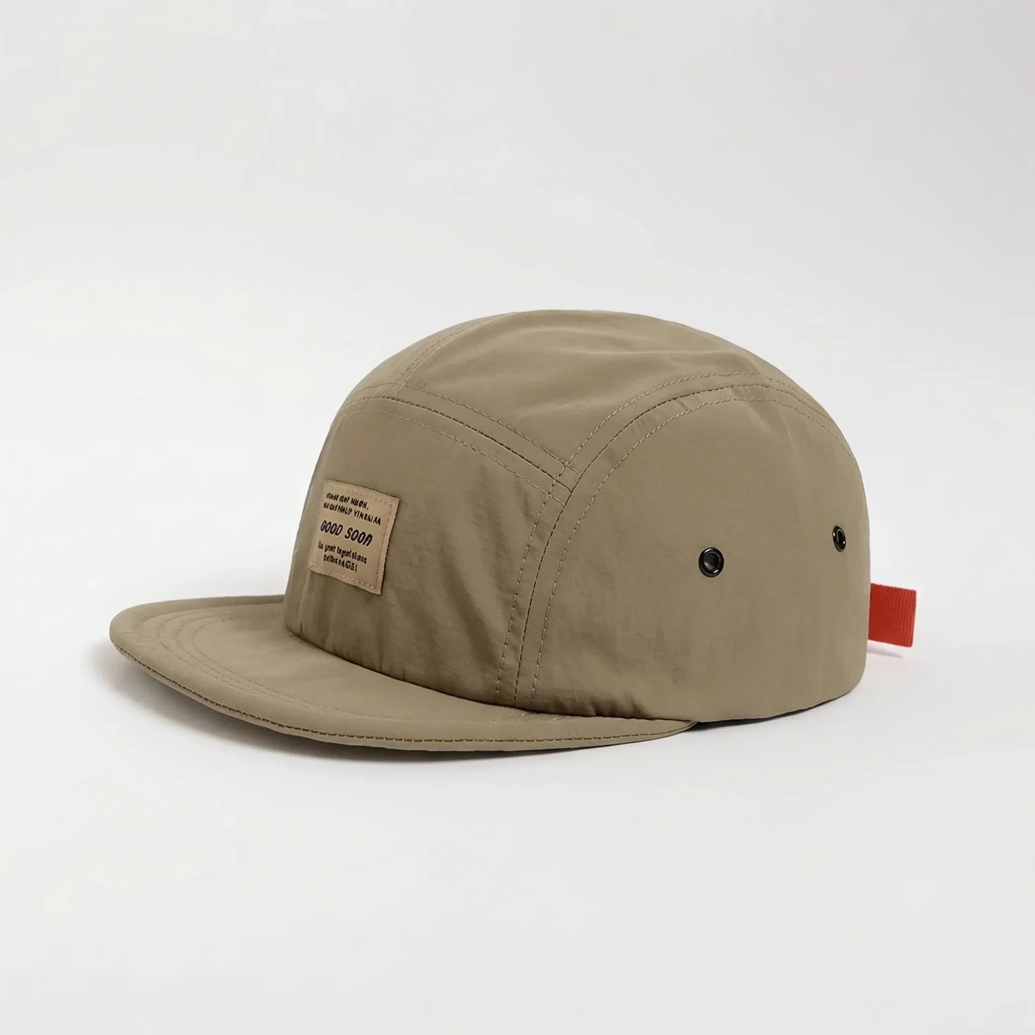 Five-panel short-brim cap packable breathable adjustable strap