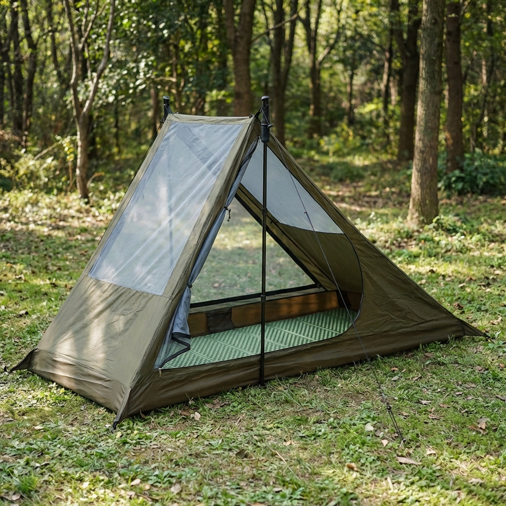 Ultralight one-person tent with mesh ventilation for camping