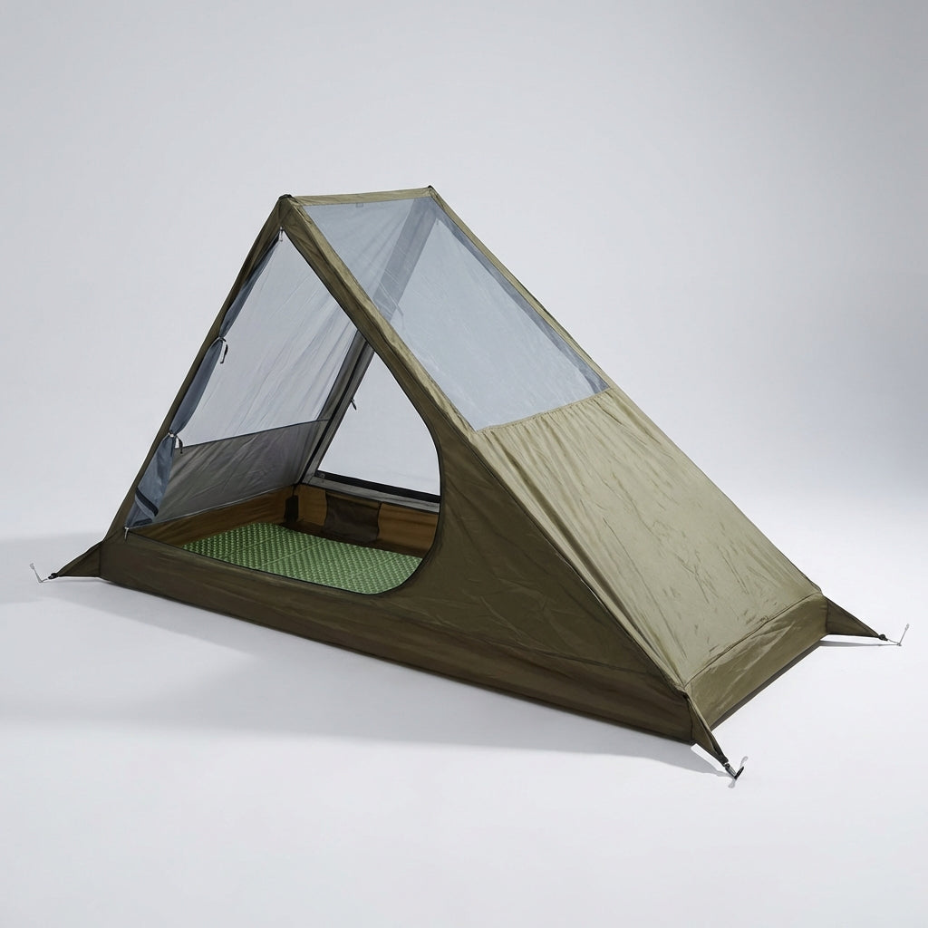 Ultralight one-person tent with mesh ventilation for camping